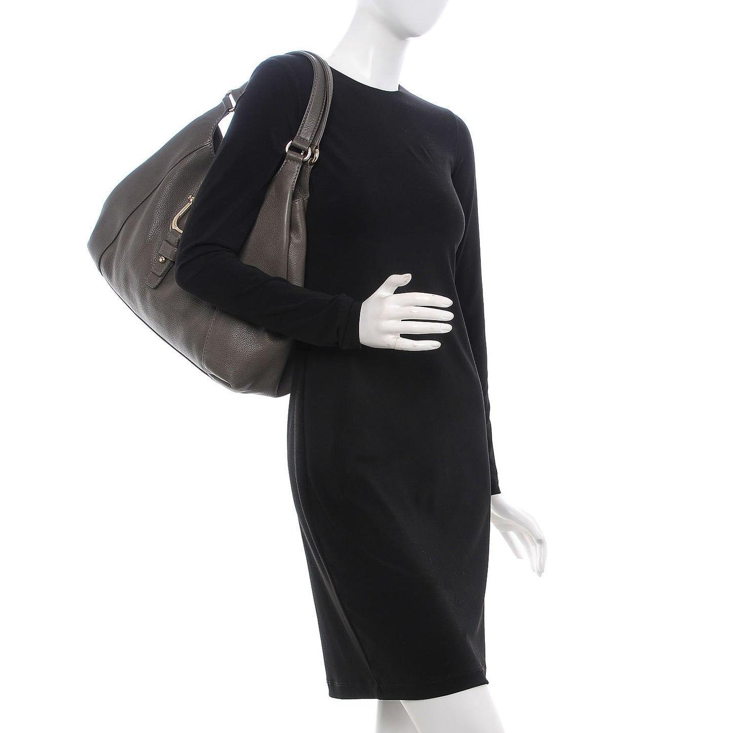 Pebbled Calfskin Medium Greenwich Shoulder Bag Grey