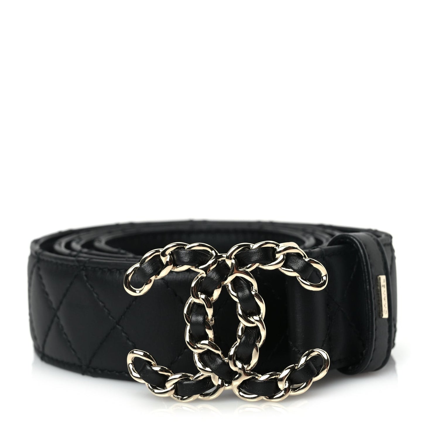 Calfskin Quilted CC Chain Belt 95 38 Black