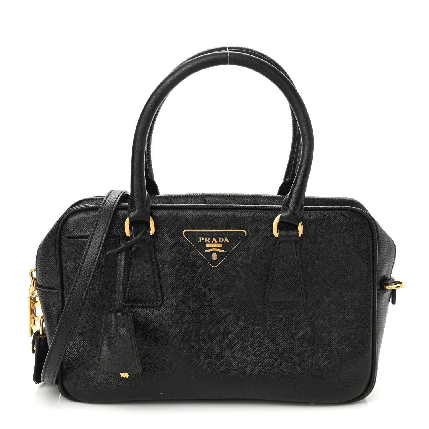 Prada Saffiano Lux Petite Bowler Black 1 of 10