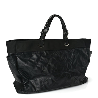 Chanel Coated Canvas Stitched XL Paris Biarritz Tote Black 2 of 9