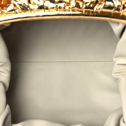 Bottega Veneta Metallic Crinkled Lambskin The Pouch Oversized Clutch Oro 5 of 9