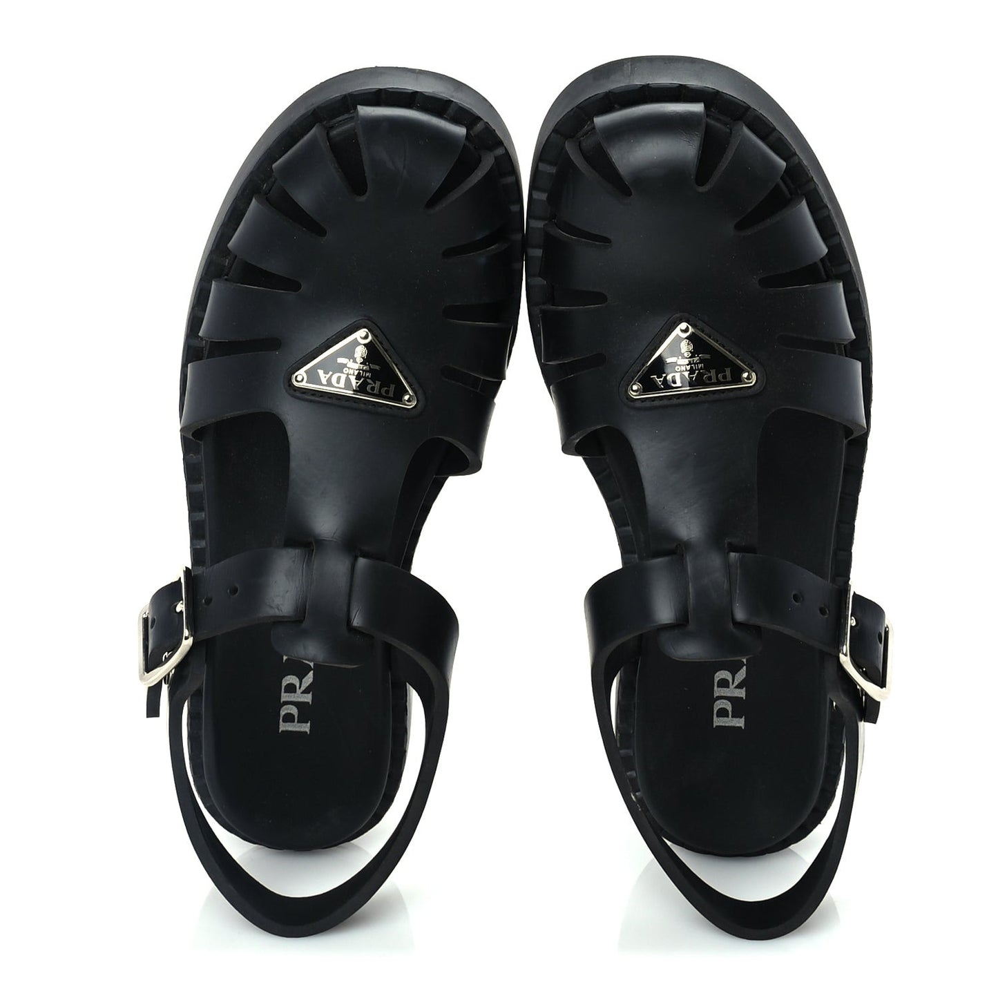 Foam Rubber Metal Triangle Logo 50mm Cage Sandals 38  Black
