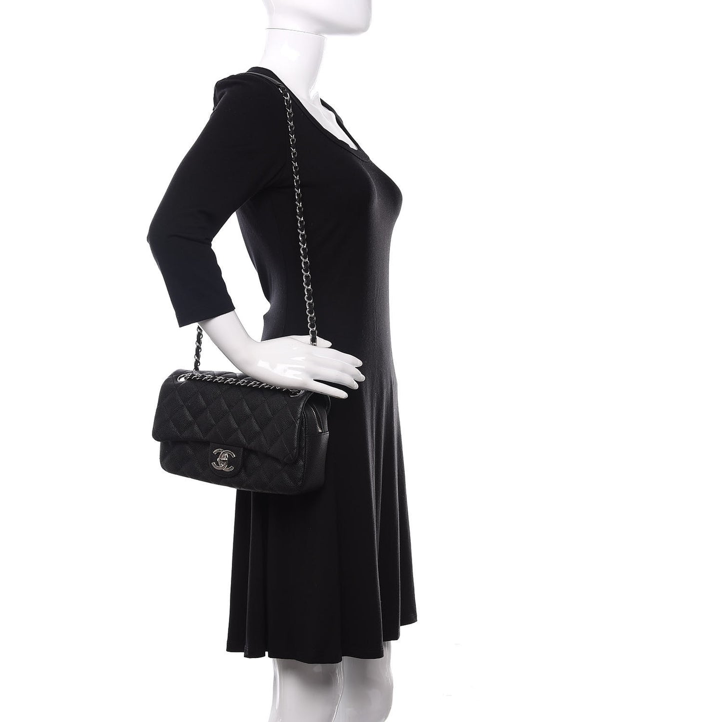 Caviar Quilted Medium Easy Flap Black