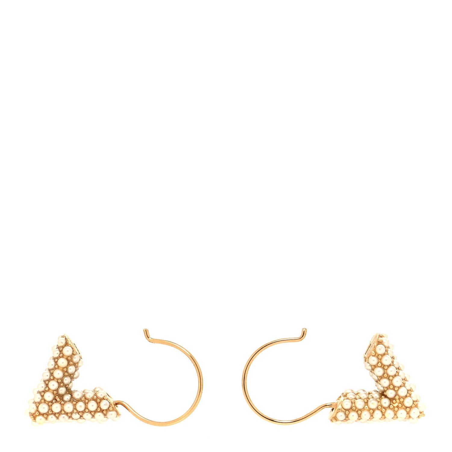 Louis Vuitton Pearl Brass Essential V Hoop Earrings Gold 3 of 5