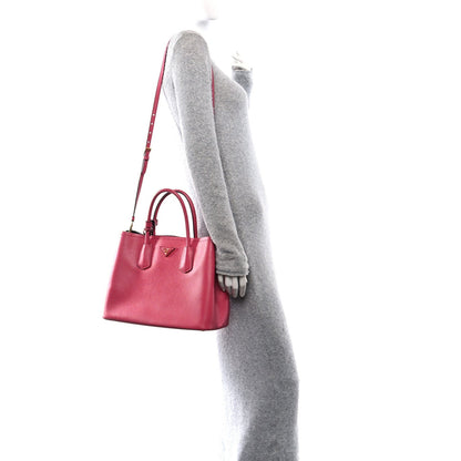 Prada Saffiano Cuir Medium Double Bag Peonia 2 of 7