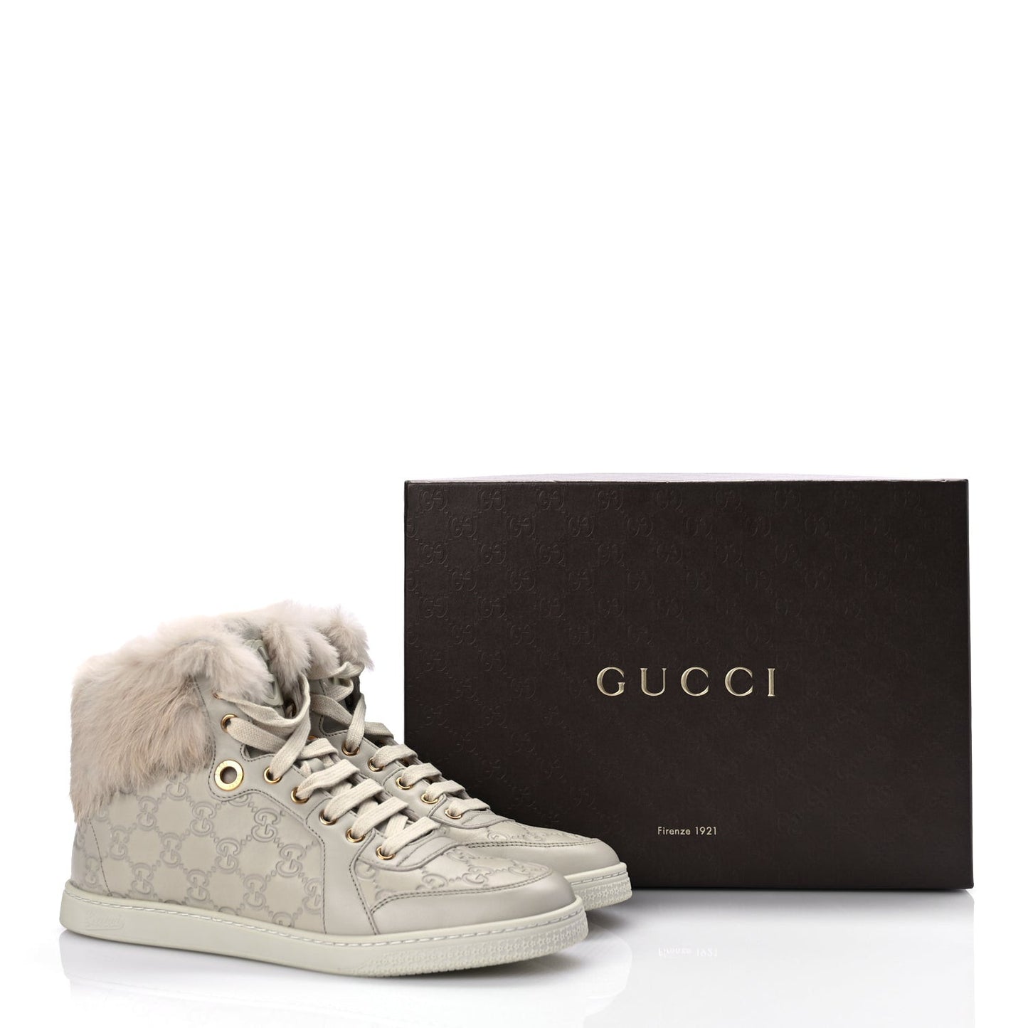 ssima Rabbit Fur Coda High Top Sneakers 39 White