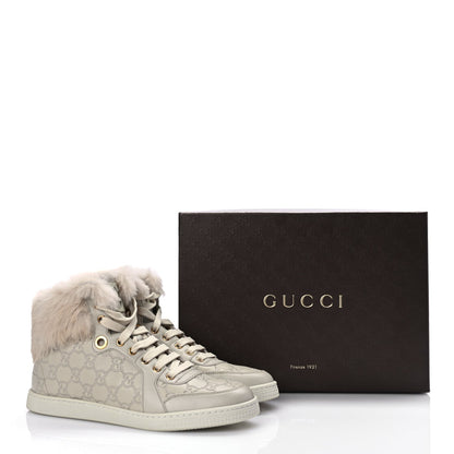 Gucci ssima Rabbit Fur Coda High Top Sneakers 39 White 10 of 10