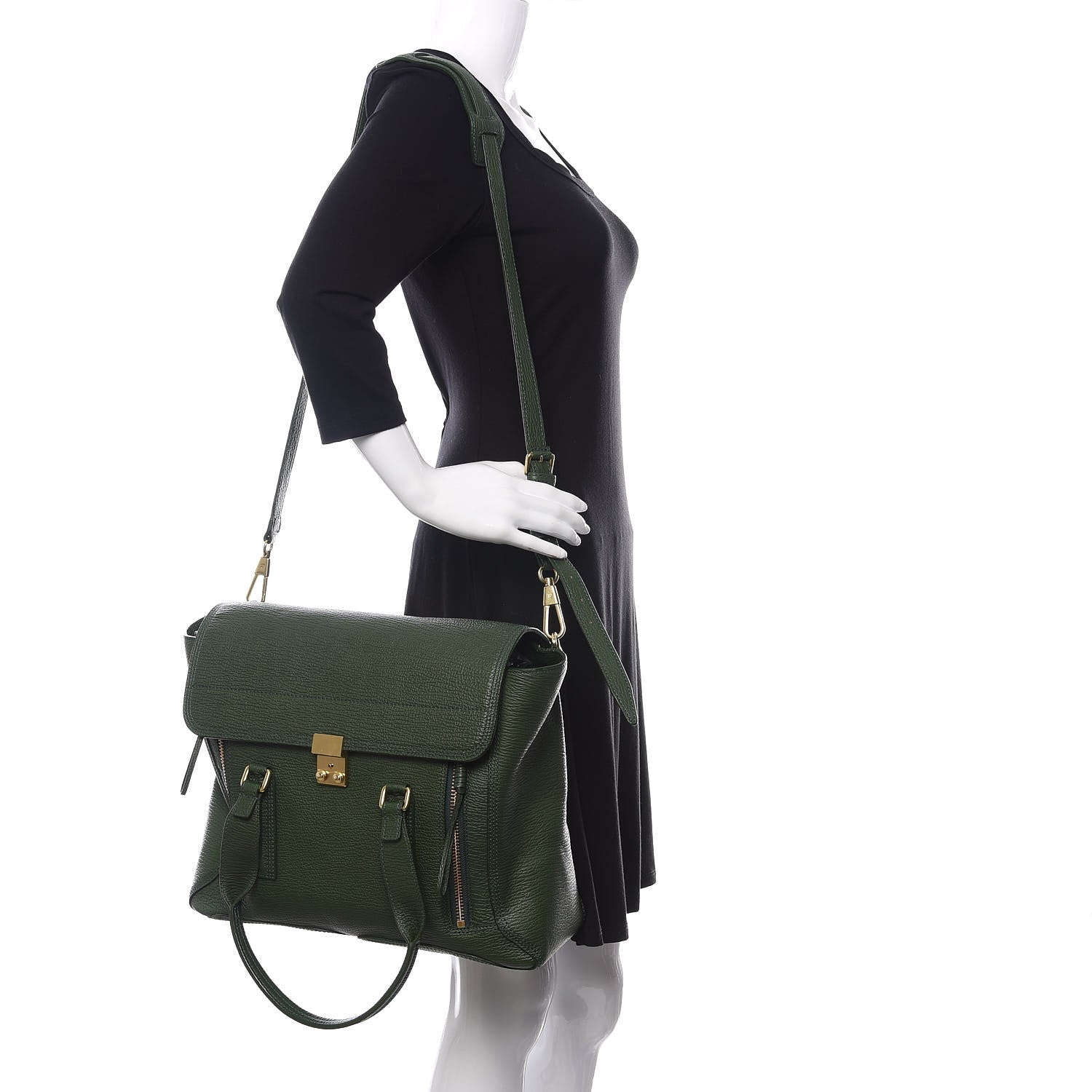 3.1 Phillip Lim 3.1 Textured Calfskin Large Pashli Satchel Jade 2 of 9