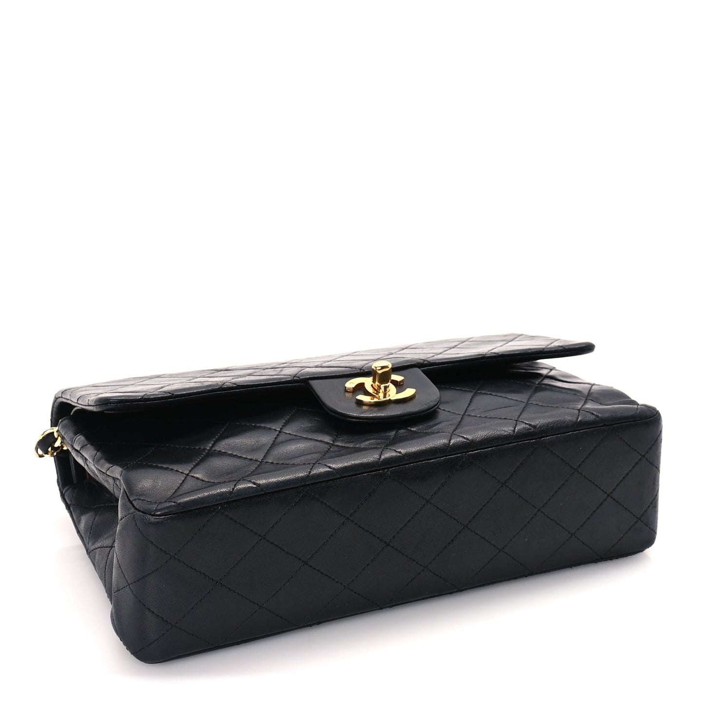 Lambskin Quilted Medium Double Flap Black