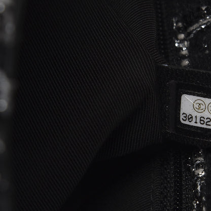 Chanel Tweed Quilted Large 19 Flap Black Ecru White 7 of 9