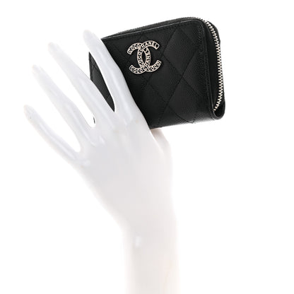 Chanel Caviar Quilted Coco Chanel Logo CC Zip Coin Purse Black 2 of 8