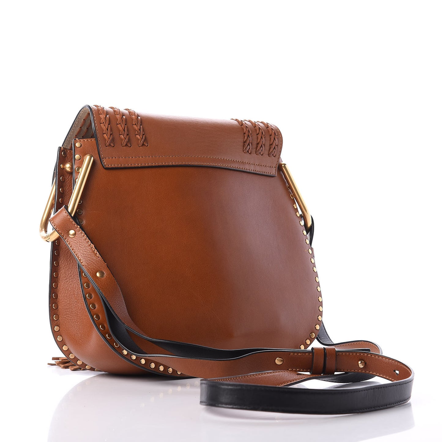 Calfskin Braided Medium Hudson Shoulder Bag Caramel