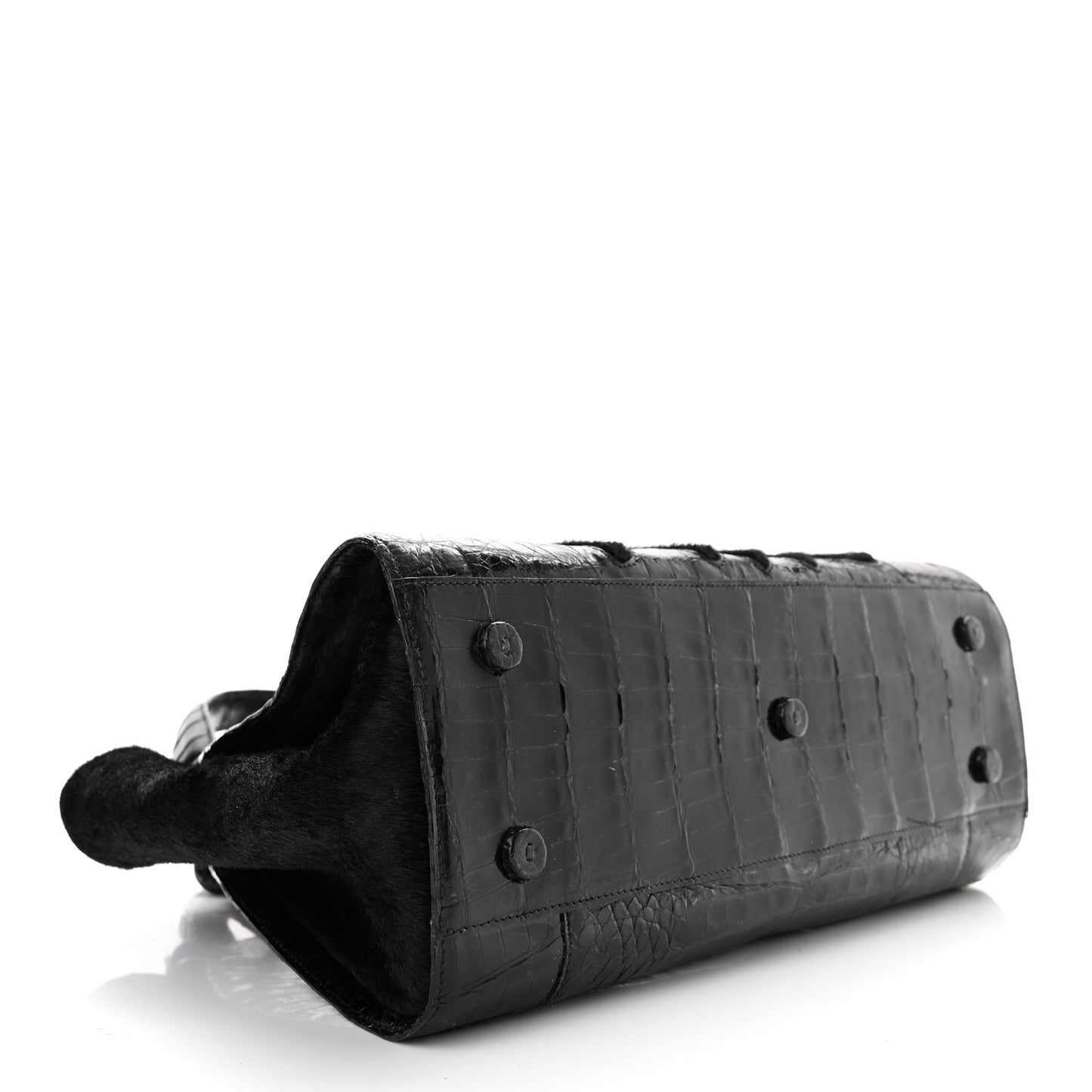 Crocodile Calf Hair Satchel Black