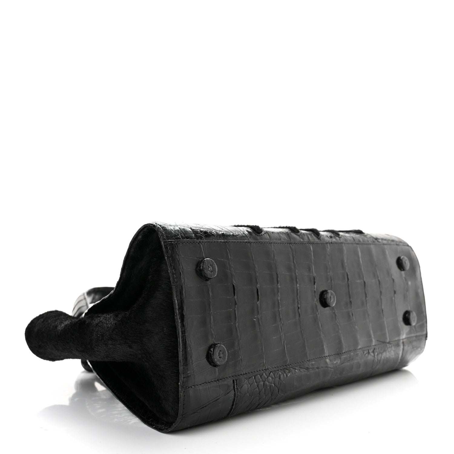 Nancy Gonzalez Crocodile Calf Hair Satchel Black 4 of 10