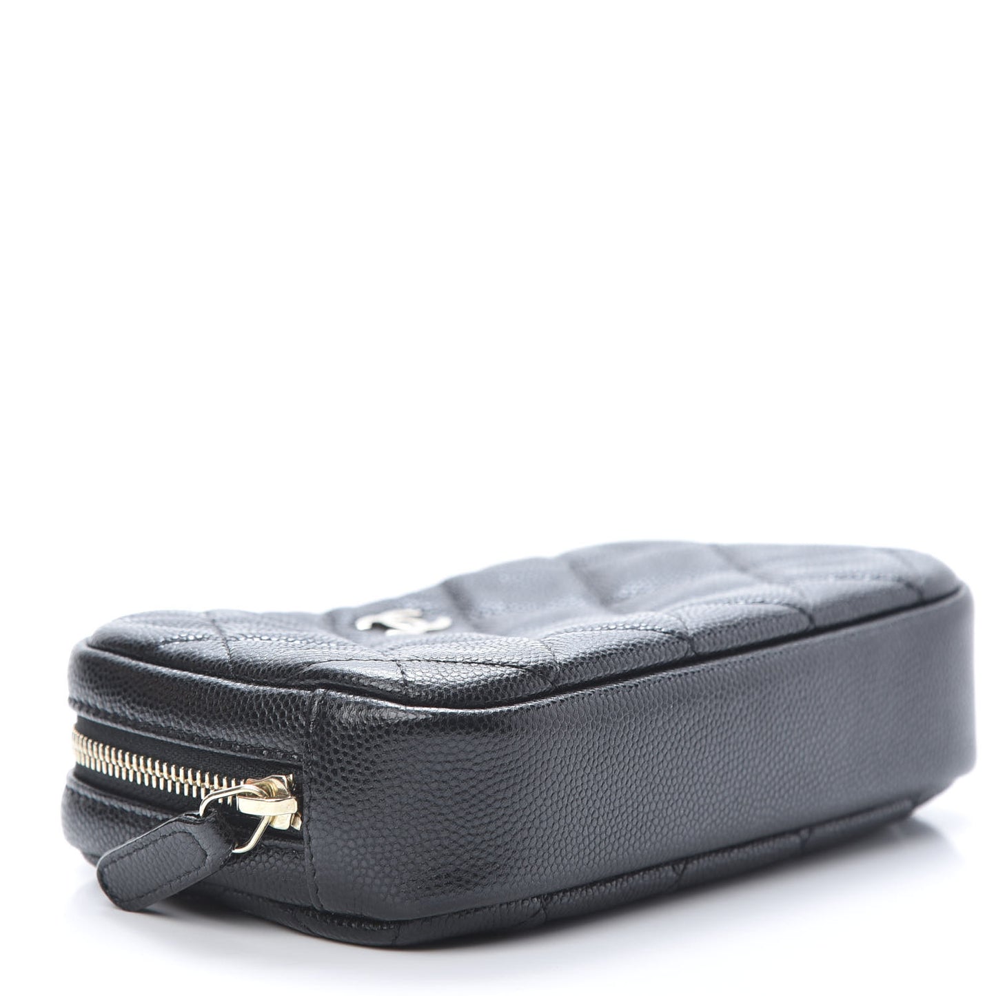 Caviar Quilted Small Curvy Pouch Cosmetic Case Black
