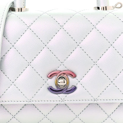 Chanel Iridescent Caviar Quilted Extra Mini Coco Handle Flap Light Blue 8 of 10