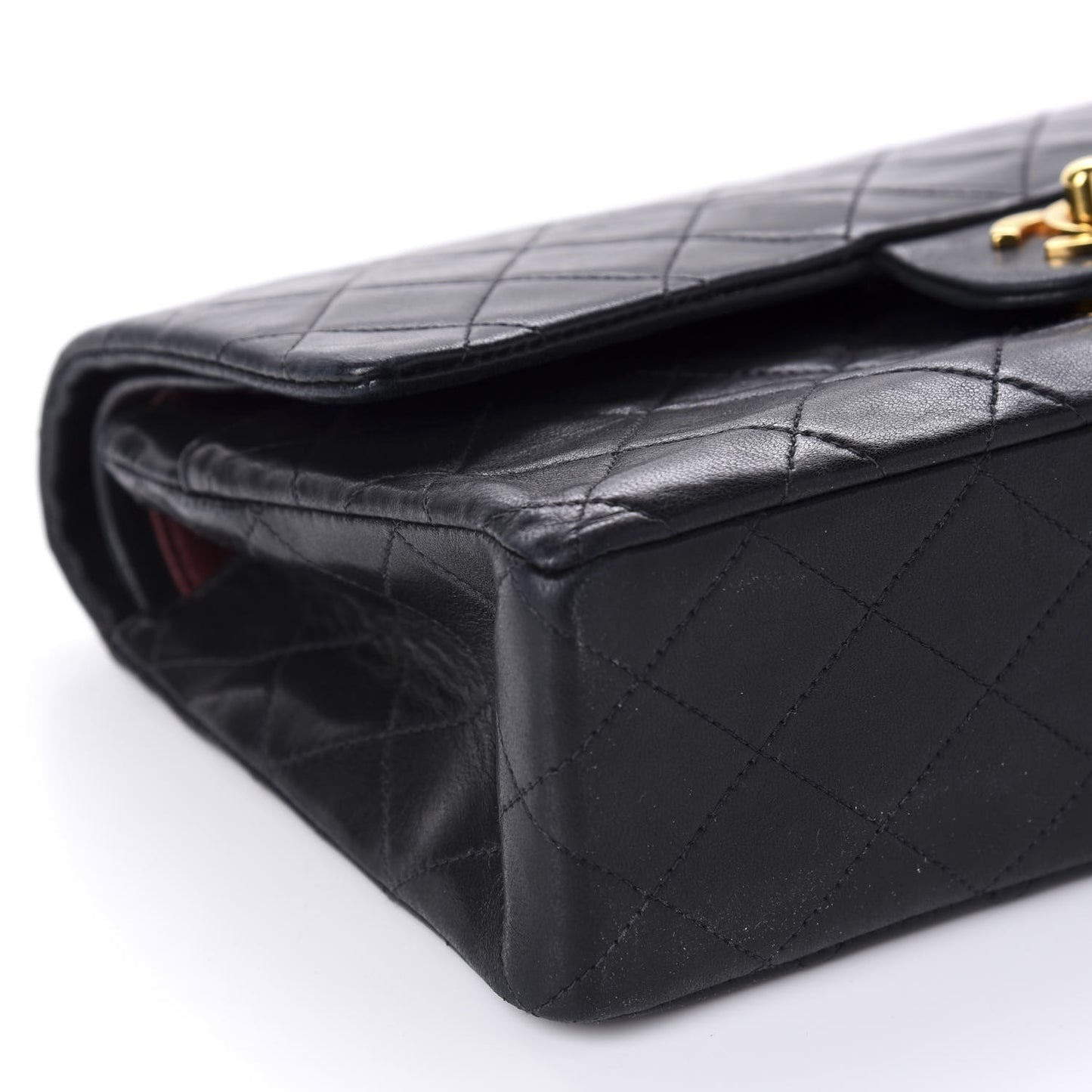 Lambskin Quilted Medium Double Flap Black