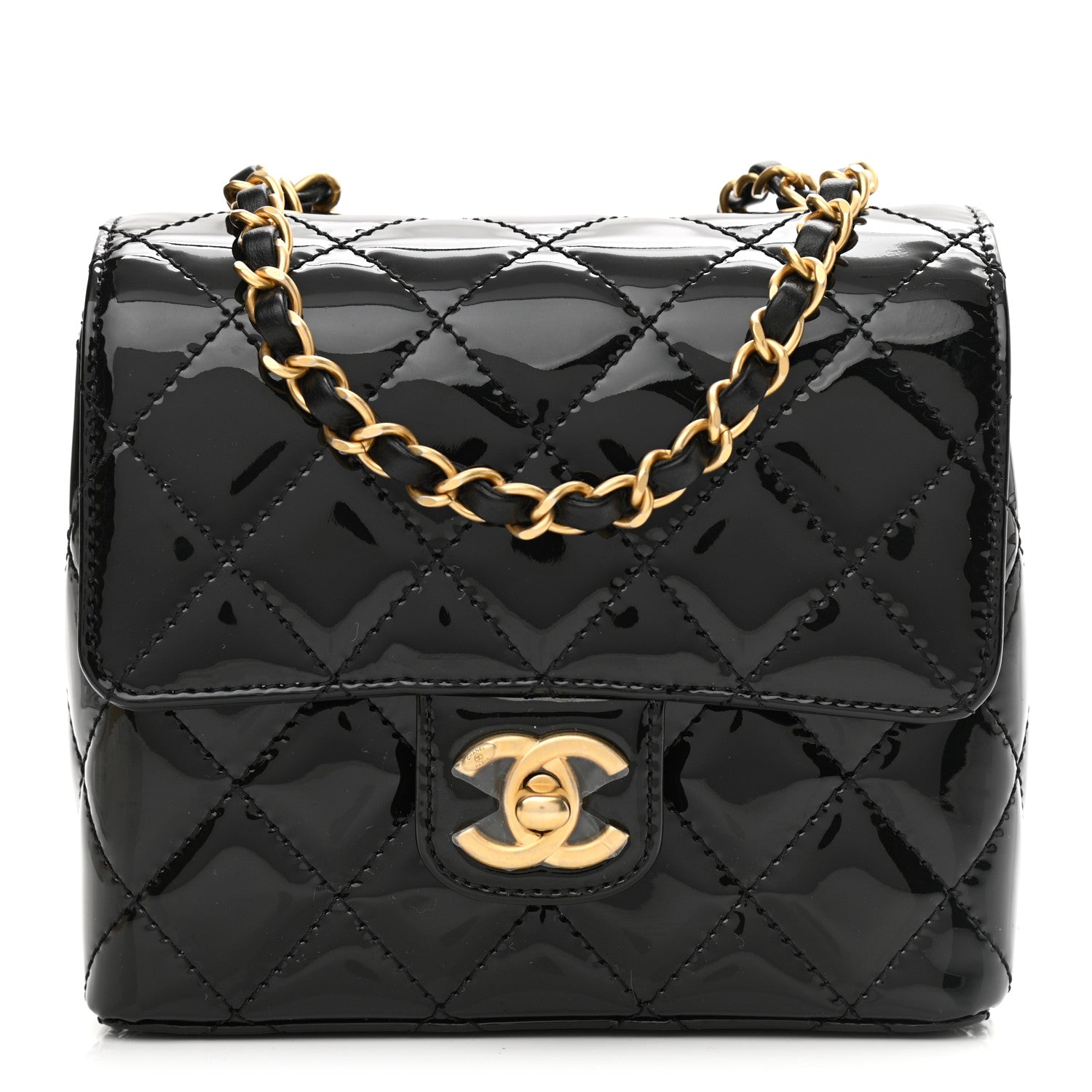 Chanel Patent Calfskin Quilted Mini Square Flap Black 1 of 11