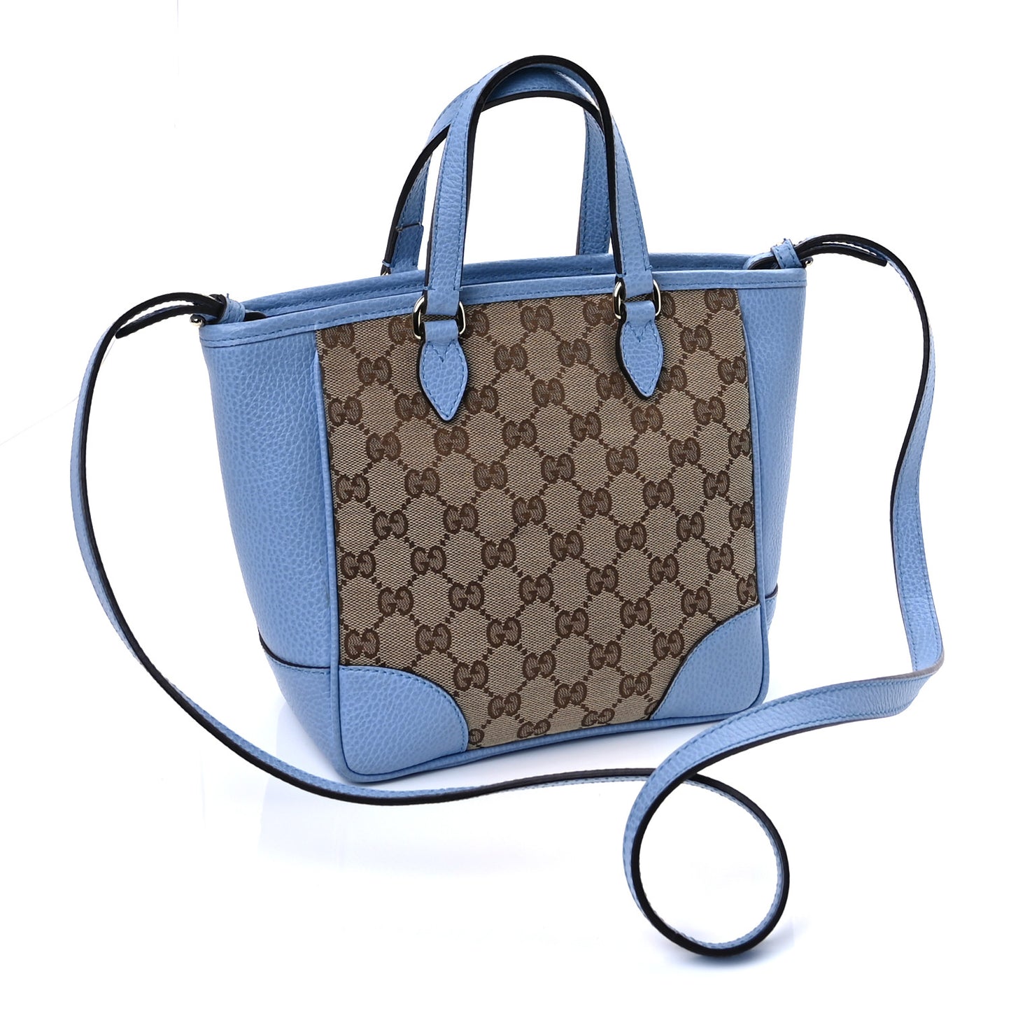 Monogram Dollar Calfskin Small Bree Tote Beige Ebony Mineral Blue