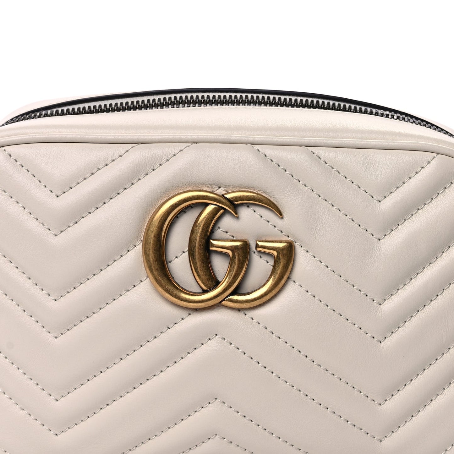 Calfskin Matelasse Small GG Marmont Chain Shoulder Bag  White