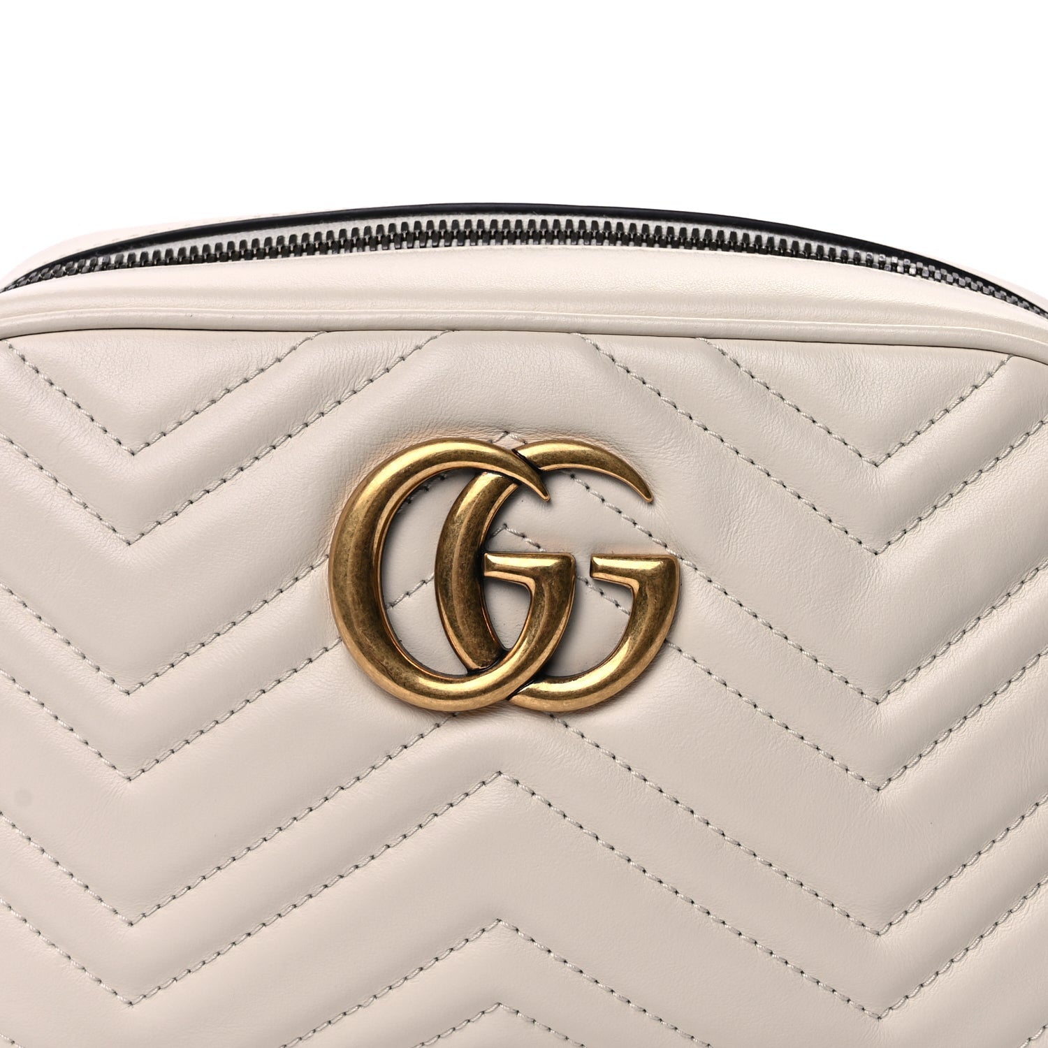 Gucci Calfskin Matelasse Small GG Marmont Chain Shoulder Bag  White 6 of 8