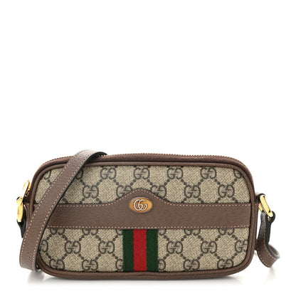Gucci GG Supreme Monogram Web Mini Ophidia GG Bag Brown 1 of 7