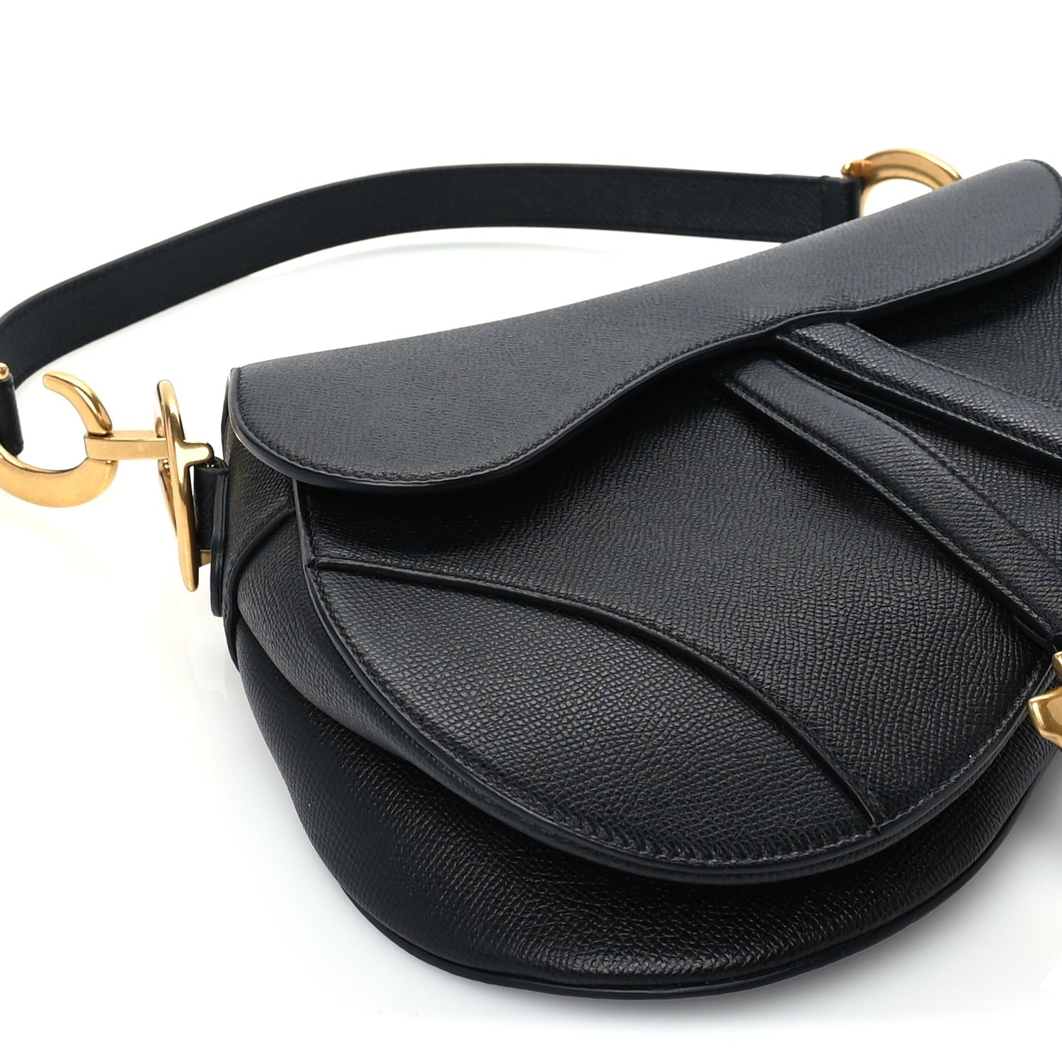 Christian Dior Grained Calfskin Saddle Bag  Black 7 of 8