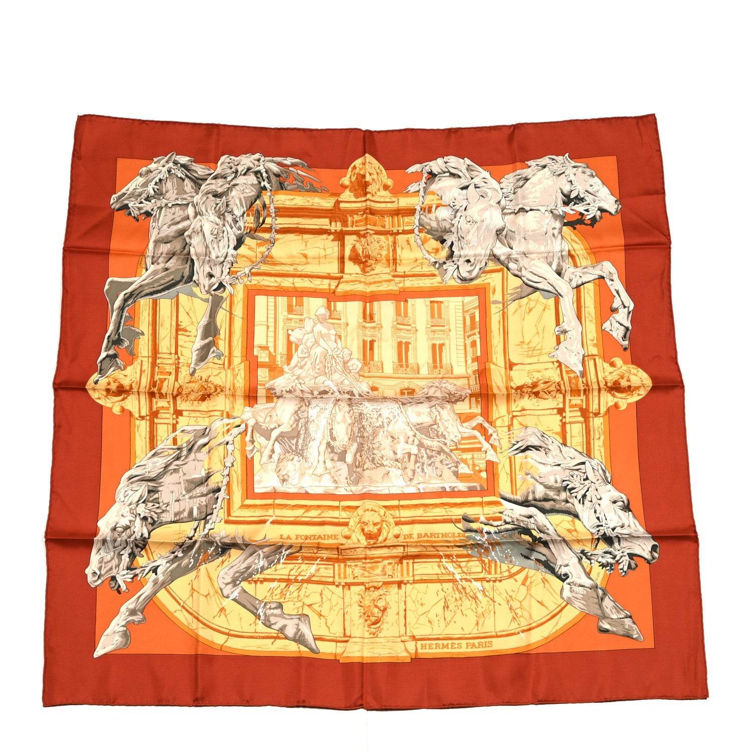 Hermes Silk La Fontaine De Bartholdi Scarf 90 1 of 5