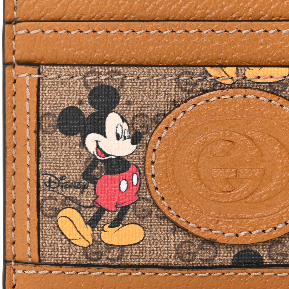 X DISNEY Mini Vintage GG Supreme Monogram Mickey Mouse Card Holder Beige Vintage Sun Oil