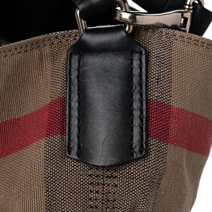 Burberry Canvas Mega Check Medium Ashby Hobo Black 17 of 19