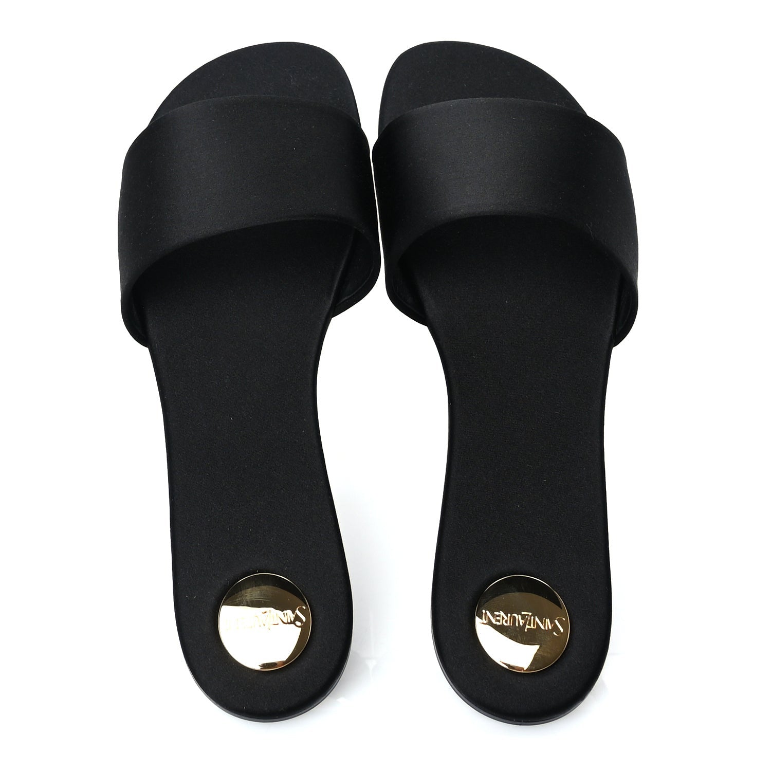 Saint Laurent Satin Carlyle Slide Sandals 38  Black 5 of 7
