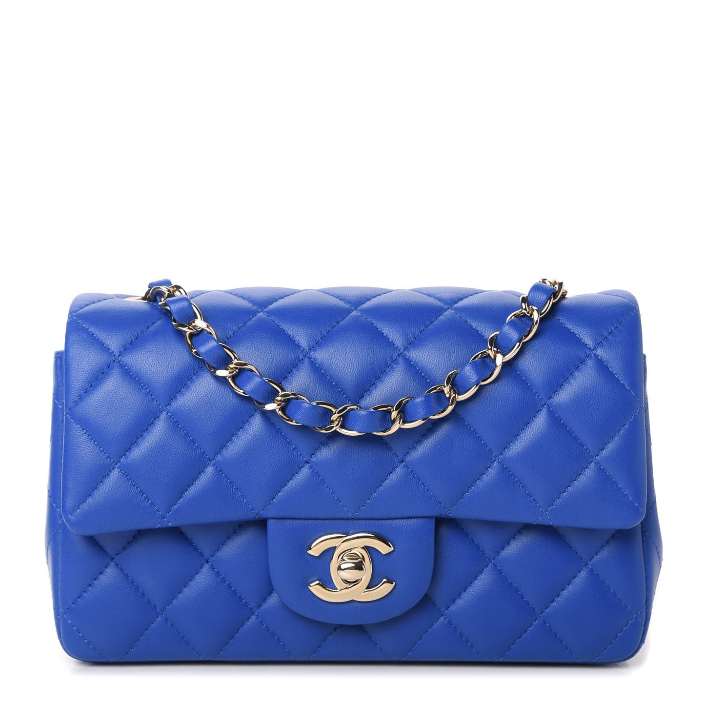 Lambskin Quilted Mini Rectangular Flap Royal Blue