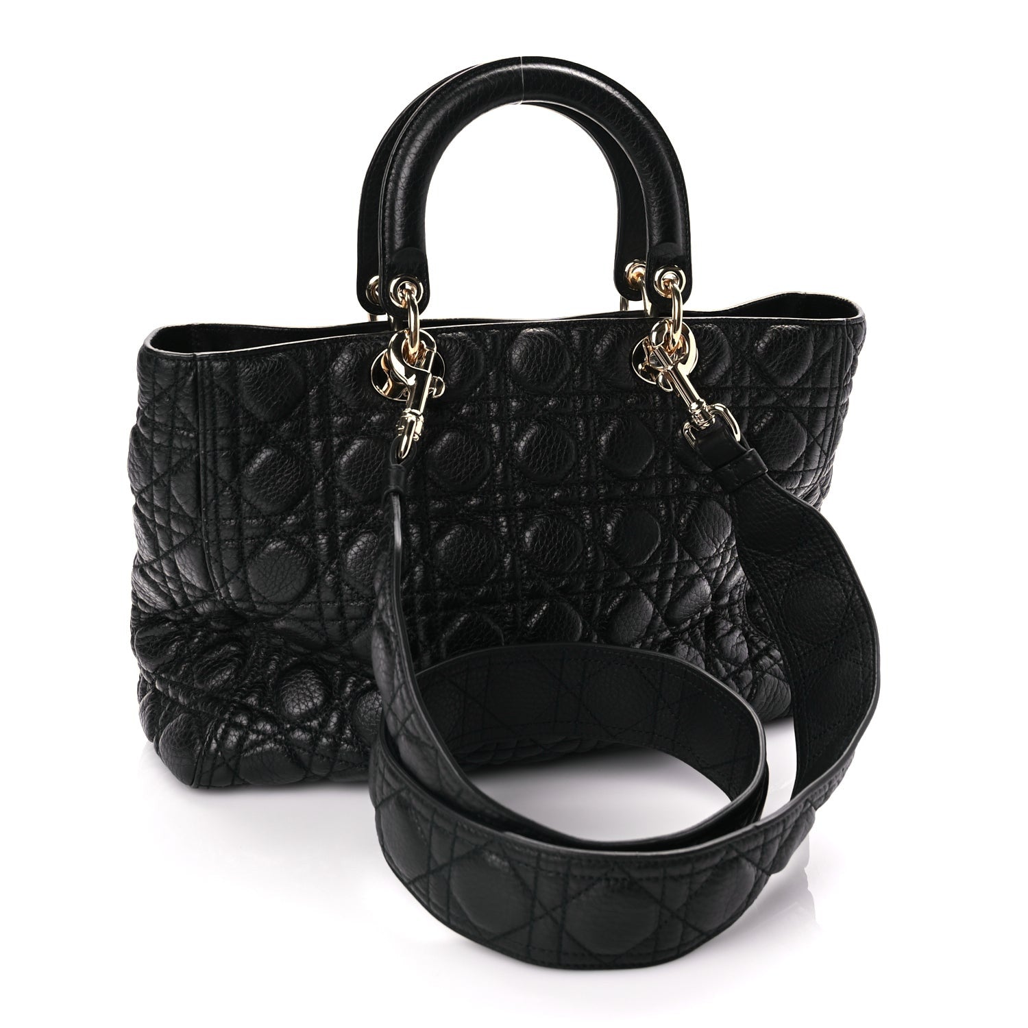 Christian Dior Grained Calfskin Cannage Large Supple Lady Dior Black 2 of 8