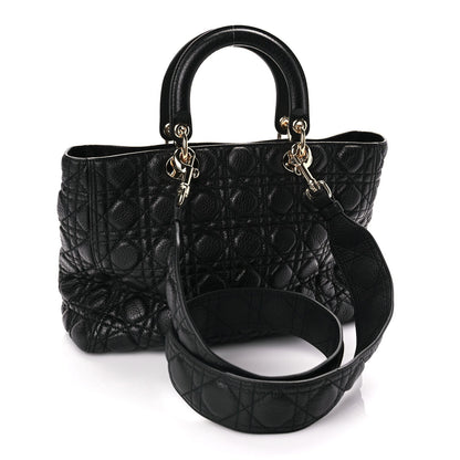 Christian Dior Grained Calfskin Cannage Large Supple Lady Dior Black 2 of 8