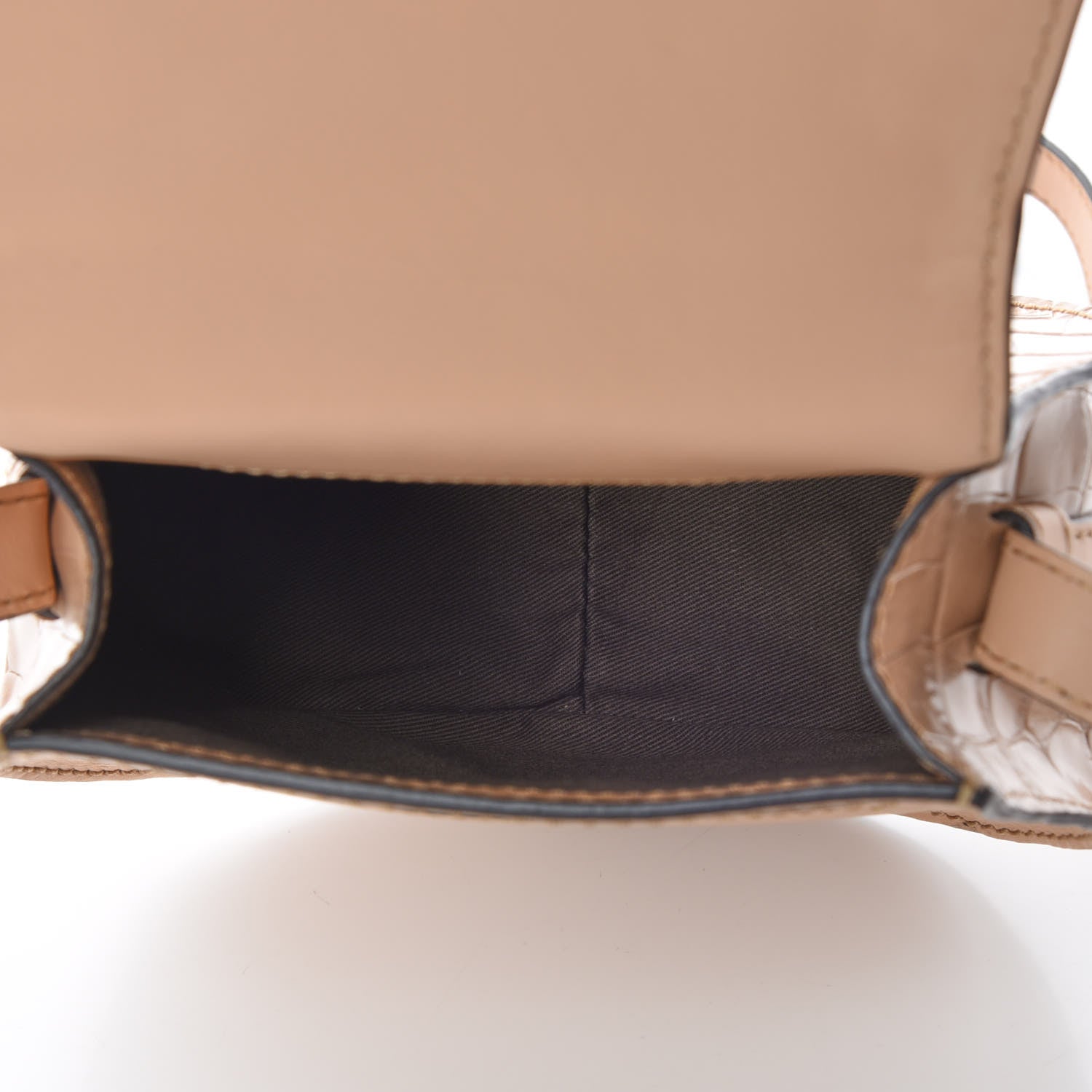 Chloe Calfskin Crocodile Embossed Mini Marcie Round Crossbody Bag Nut 5 of 8