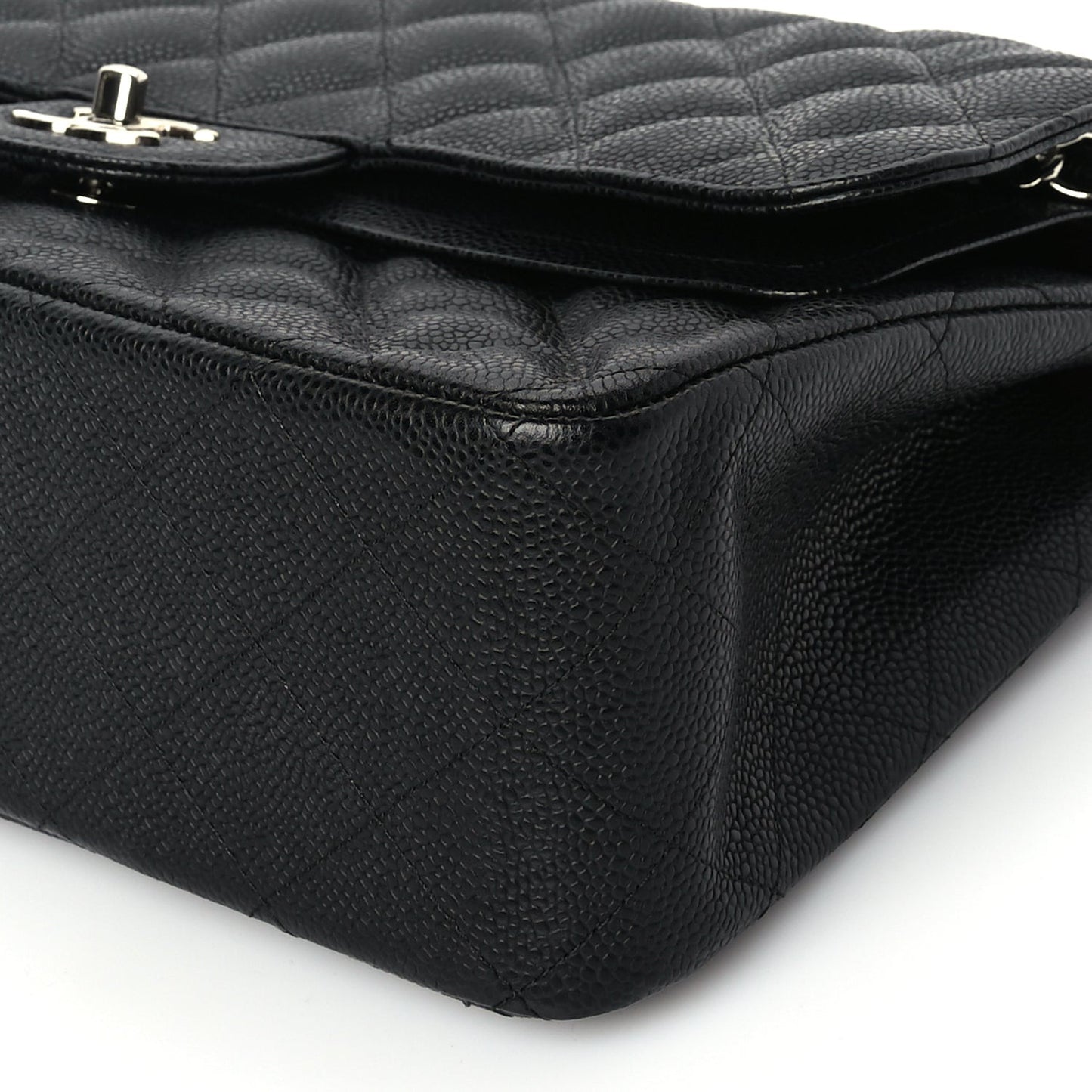 Caviar Quilted Jumbo Double Flap Black