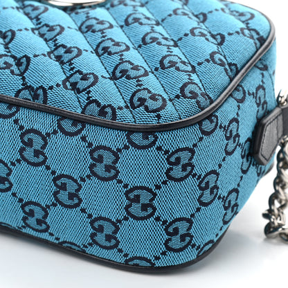 Gucci Monogram Multicolor Matelasse Diagonal Small GG Marmont Chain Shoulder Bag Light Blue 17 of 17