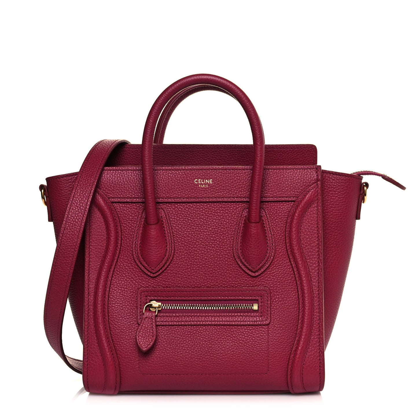 Drummed Calfskin Nano Luggage Rasberry