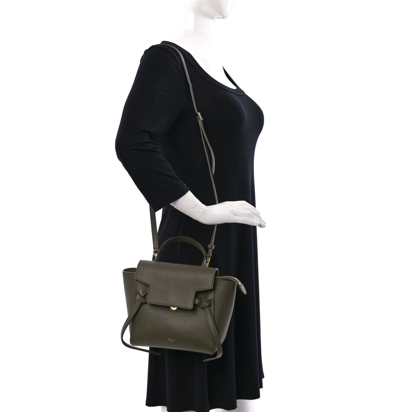 Grained Calfskin Nano Belt Bag Army Green