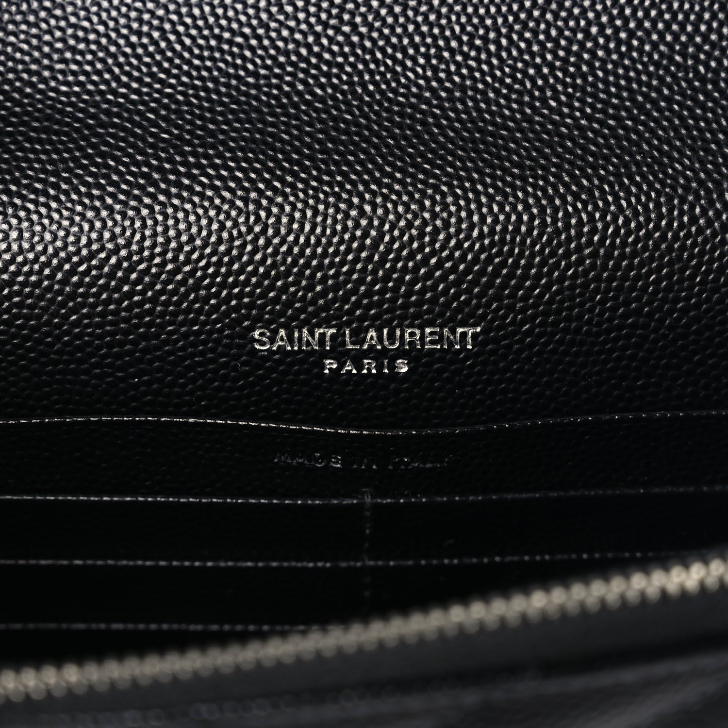 Saint Laurent Grain De Poudre Matelasse Chevron Monogram Envelope Chain Wallet Black 9 of 16