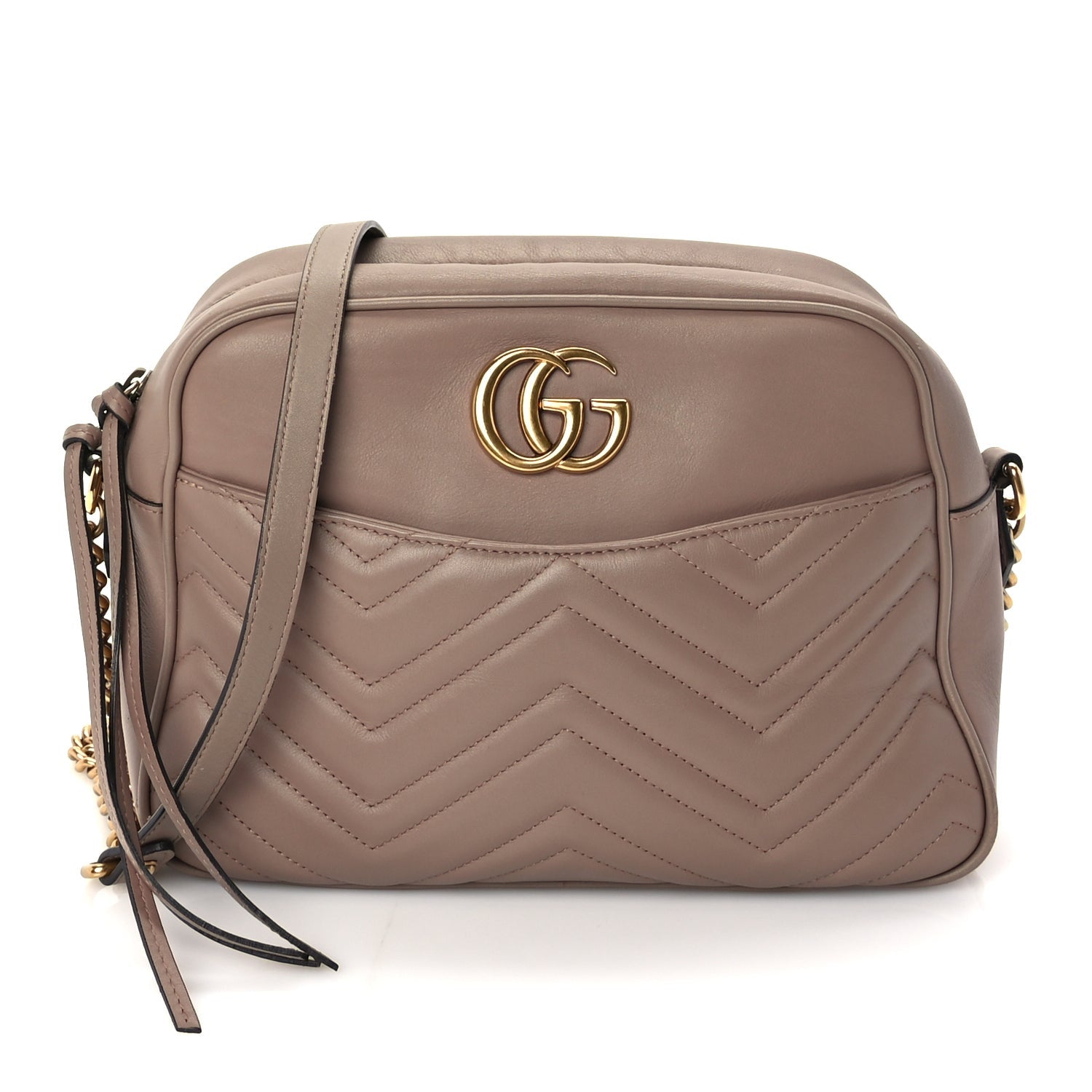 Gucci Calfskin Matelasse Medium GG Marmont Chain Shoulder Bag  Porcelain Rose 1 of 9