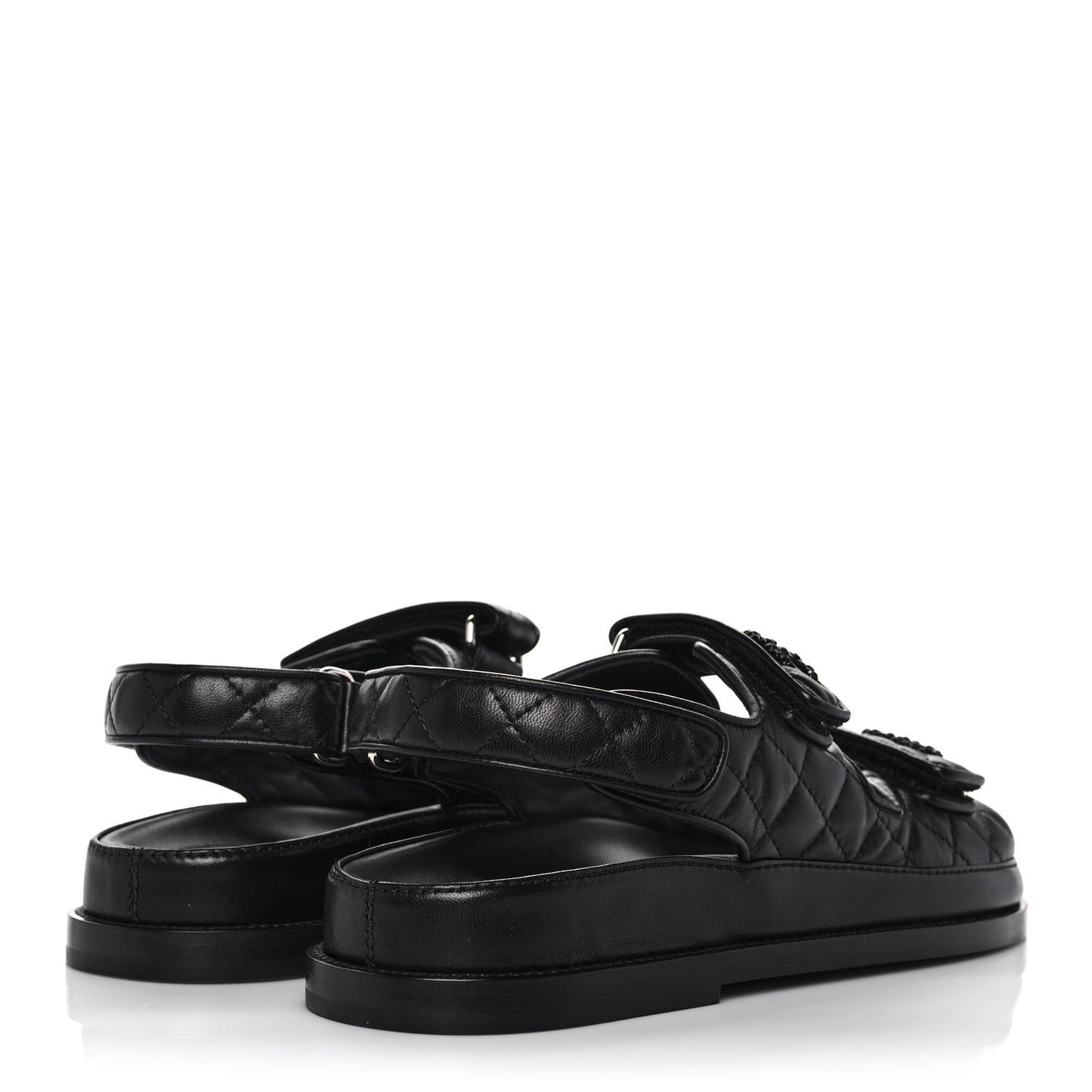 Lambskin Velcro Dad Sandals 38.5 Black