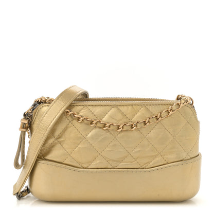 Chanel Metallic Aged Calfskin Quilted Small Gabrielle Clutch With Chain Gold 1 of 11