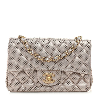 Chanel Metallic Lambskin Perforated Mini Rectangular Flap Light Gold 1 of 7
