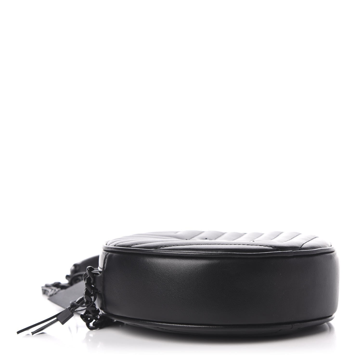 Saint Laurent Calfskin Matelasse Chevron Round Vinyle Camera Bag Black 4 of 12