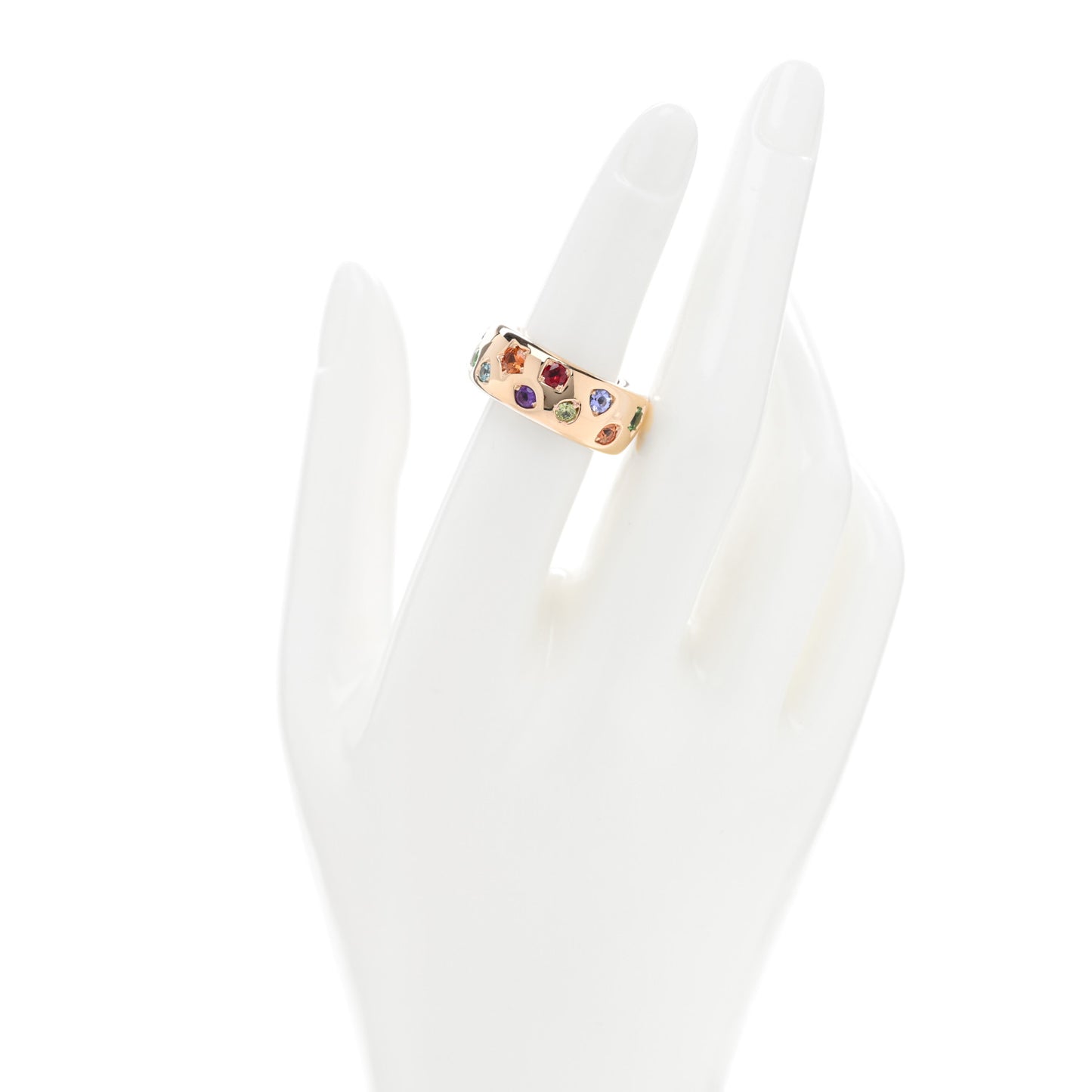 18K Rose Gold Medium Multi Gemstone Iconica Band Ring 51 5.75