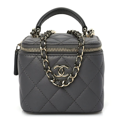 Chanel Lambskin Quilted Top Handle Mini Vanity Case With Chain Grey 1 of 9