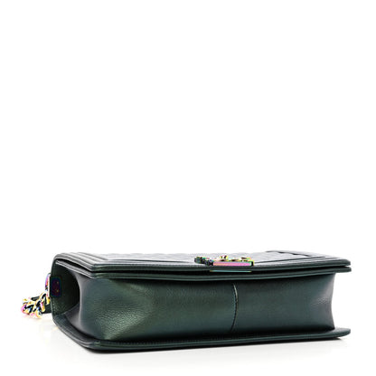 Chanel Iridescent Goatskin Quilted New Medium Boy Flap Green 4 of 7
