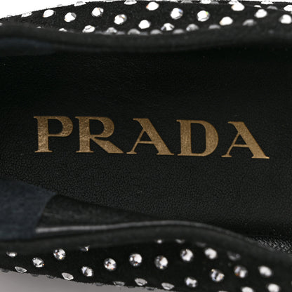Prada Suede Crystal Ballerina Flats 39 Black 9 of 9