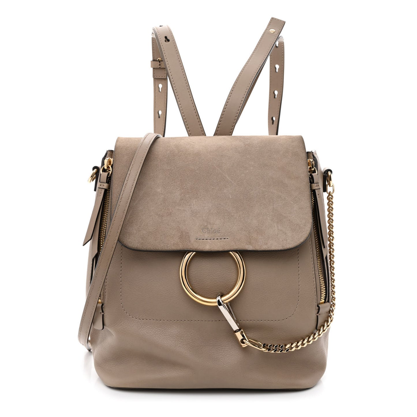 Suede Calfskin Medium Faye Backpack Motty Grey